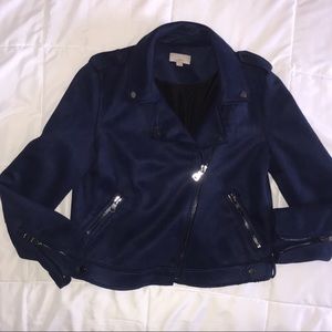 LOFT Navy blue faux suede Motorcycle jacket